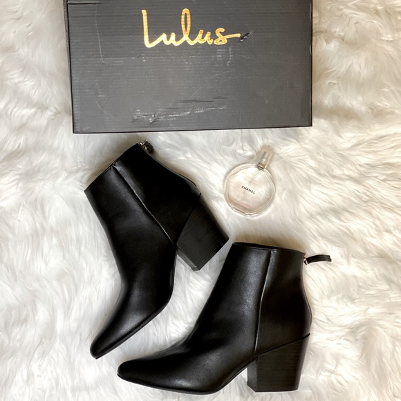 Lulus Shoes - Lulus Black Heeled Leather Booties